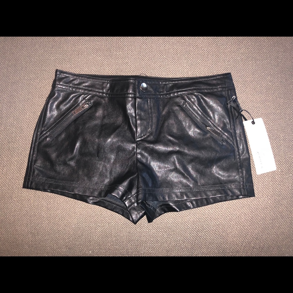 Forever 21 Exclusive - black faux leather shorts